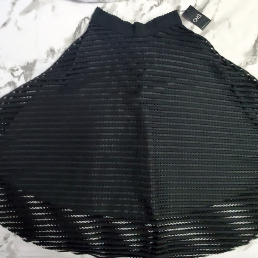 OVS A-Line Stripped Mesh Midi Skirt